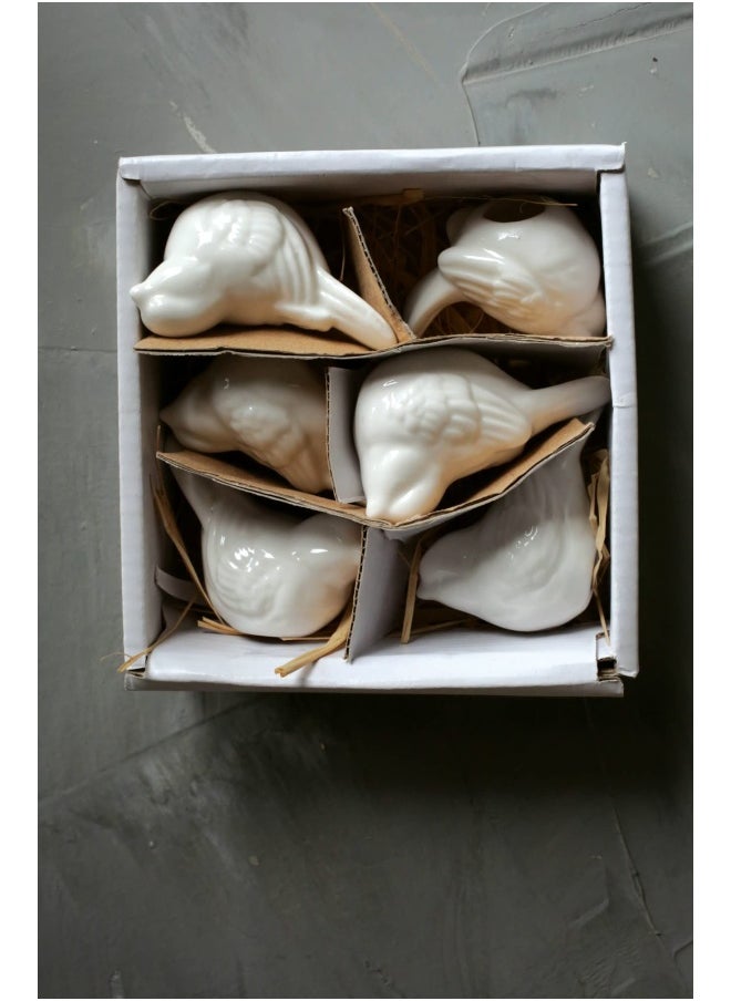 Creative Co-op Creative Co Op De5729 Set Of 6 White Ceramic Birds 25  - Image 3