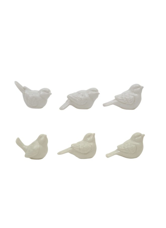 Creative Co-op Creative Co Op De5729 Set Of 6 White Ceramic Birds 25  - Image 4