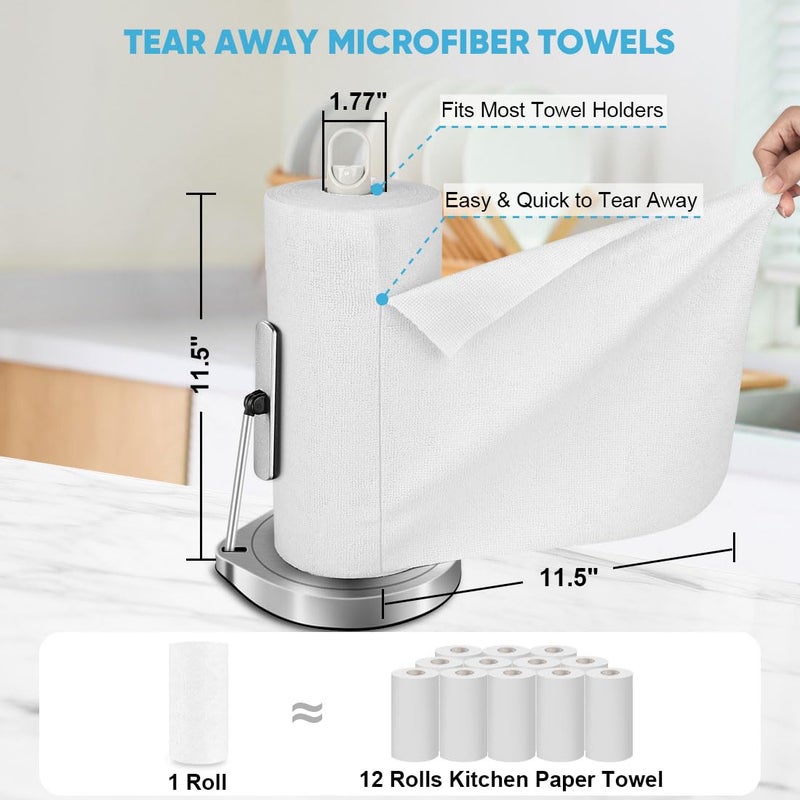 AIDEA Microfiber Cleaning Cloth Roll, White 50PK, Tear Away Reusable Paper Towels, Commercial Shop Rags, Microfiber Towels for Cars, Lint Free Rags for House, Kitchen, Automotive, 11.5"Ã—11.5" - Image 2