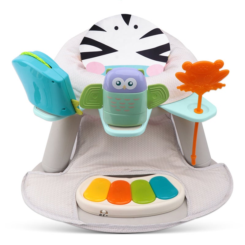 TEKNUM كرسي طعام/مقعد لعب للأطفال 2 في 1 مع بيانو بدواسات - زيبرا - Image 1