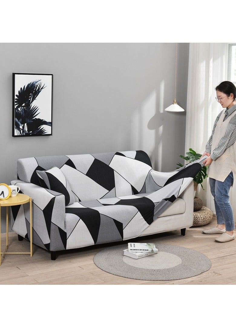 DUNISO Sofa cover, elastic printed sofa protective cover, anti slip furniture cover, anti fouling and wear resistant, suitable for all seasons, suitable for three seater sofas, 190 to 230cm - Image 4
