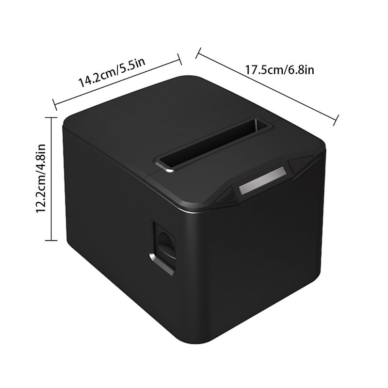 طابعة إيصالات حرارية 80 مم سطح المكتب الطباعة الحرارية المباشرة اتصالات USB + LAN عالية السرعة مع مقص آلة حاوية ورق كبيرة تدعم نظام ESC/POS للأعمال اللوجستية ومطابخ المطاعم - Image 2