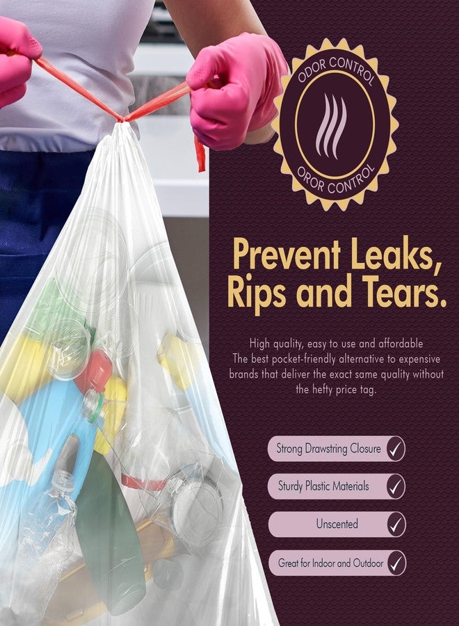 PAMI Recycling Tall Kitchen Drawstring Trash Bags- Extra-Strong Plastic Garbage Bags- Thick Trash Can Liners For Kitchen & Outdoor Bins- 2ft x2ft Unscented Trash Bags (13 Gallon – 60 Count – Clear) - Image 4