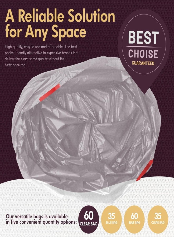 PAMI Recycling Tall Kitchen Drawstring Trash Bags- Extra-Strong Plastic Garbage Bags- Thick Trash Can Liners For Kitchen & Outdoor Bins- 2ft x2ft Unscented Trash Bags (13 Gallon – 60 Count – Clear) - Image 5