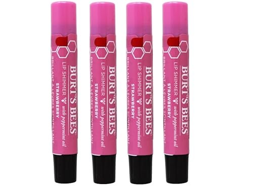 Burt's Bees Lip Shimmer Strawberry, 0.09 Ounce (Pack of 4) - Image 1