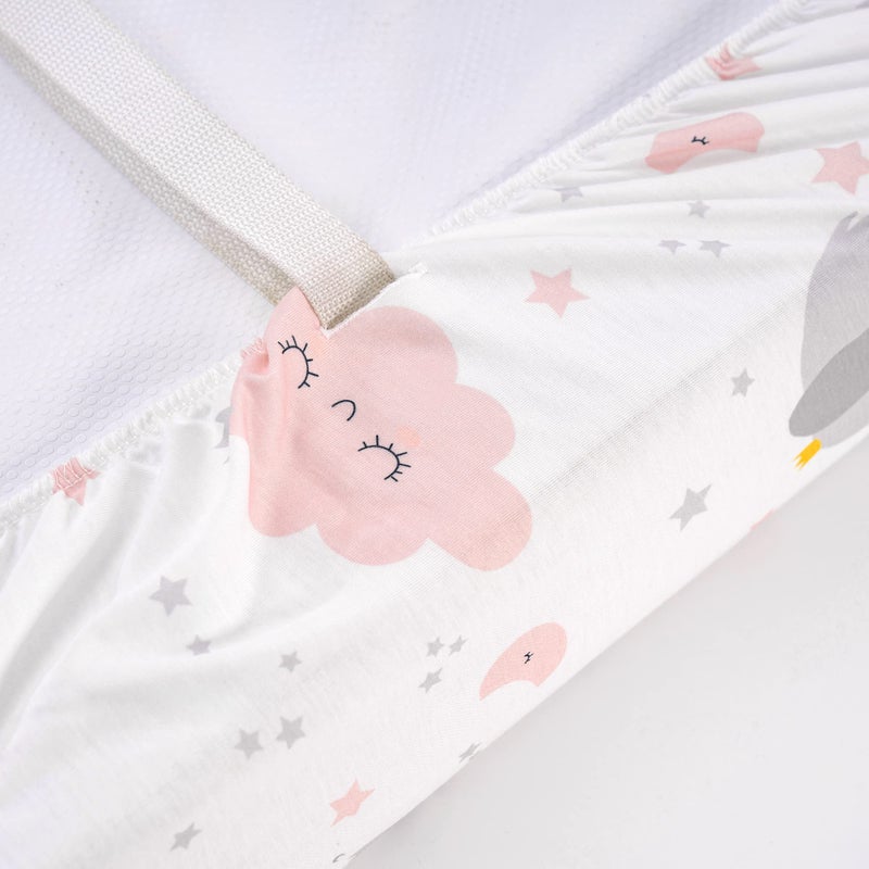 TILLYOU Changing Pad Cover Set in Soft Jersey Material - Fits 32"/34''x16 Contoured Pad for Babies,Elephant & Cloud, Pink - Image 5