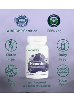 ambrosial Magnesium Citrate With Di Magnesiu Malate- 120 Vegan Capsules  - Image 4