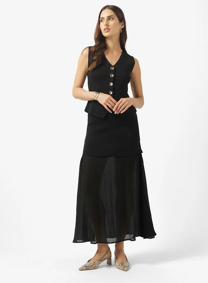 Vest & Pleate Skirt Set