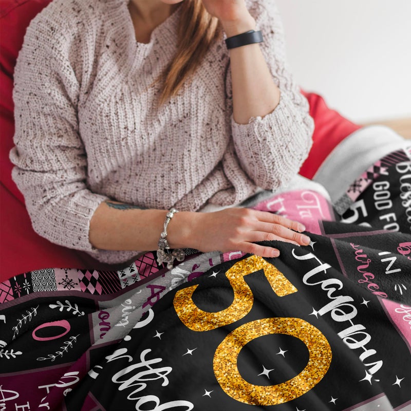 Amonee-YL 50th Birthday Gifts for Women  50th Birthday Gift Blanket 50""X60""  50 Year Old Gifts for Women  50th Birthday Gifts for Her  50th Birthday Decorations  50 Years Old Birthday Gifts for Woman - Image 5