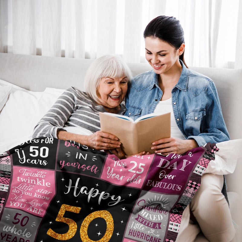 Amonee-YL 50th Birthday Gifts for Women  50th Birthday Gift Blanket 50""X60""  50 Year Old Gifts for Women  50th Birthday Gifts for Her  50th Birthday Decorations  50 Years Old Birthday Gifts for Woman - Image 4