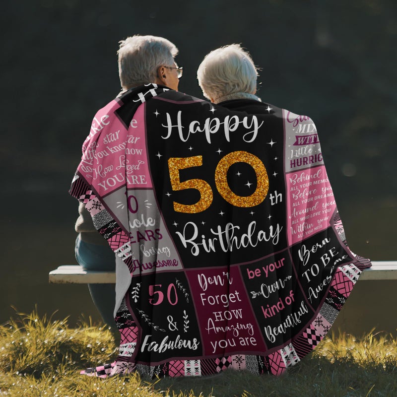 Amonee-YL 50th Birthday Gifts for Women  50th Birthday Gift Blanket 50""X60""  50 Year Old Gifts for Women  50th Birthday Gifts for Her  50th Birthday Decorations  50 Years Old Birthday Gifts for Woman - Image 3