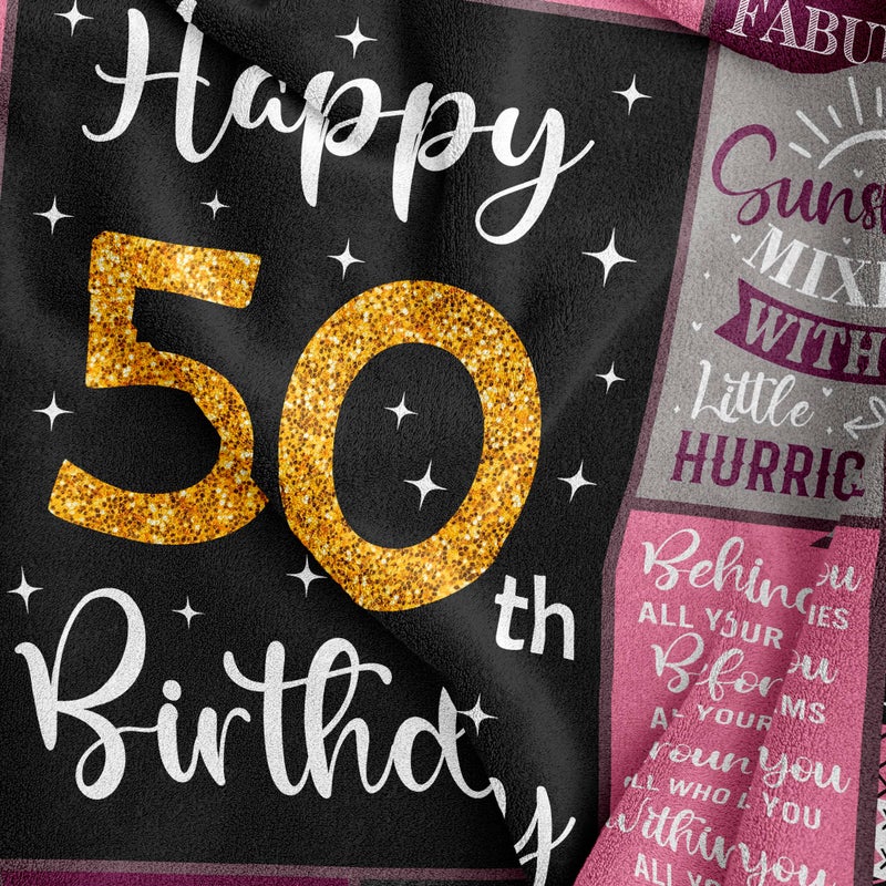 Amonee-YL 50th Birthday Gifts for Women  50th Birthday Gift Blanket 50""X60""  50 Year Old Gifts for Women  50th Birthday Gifts for Her  50th Birthday Decorations  50 Years Old Birthday Gifts for Woman - Image 2