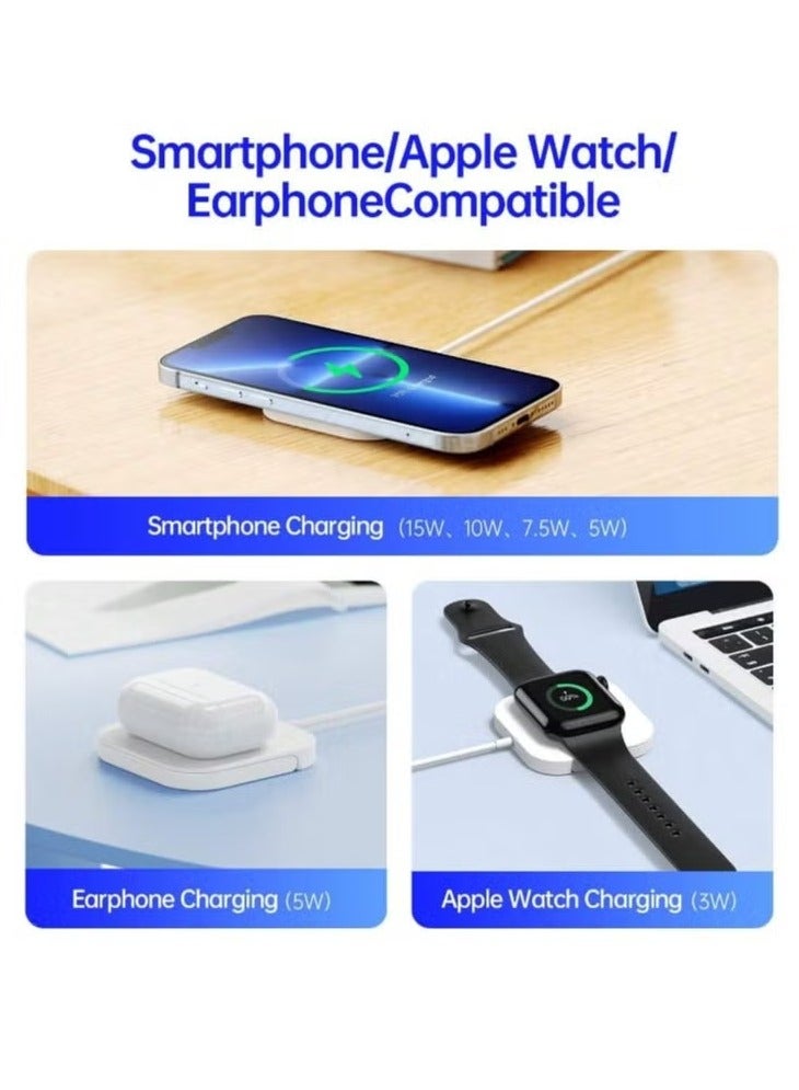 15 watt 3-in-1 MagSafe Wireless Charger With Charging Stand Compatible With iPhone 15 /14 /13 /12 Series, Apple Watch, Airpods 3 & Airpods pro  - Image 4