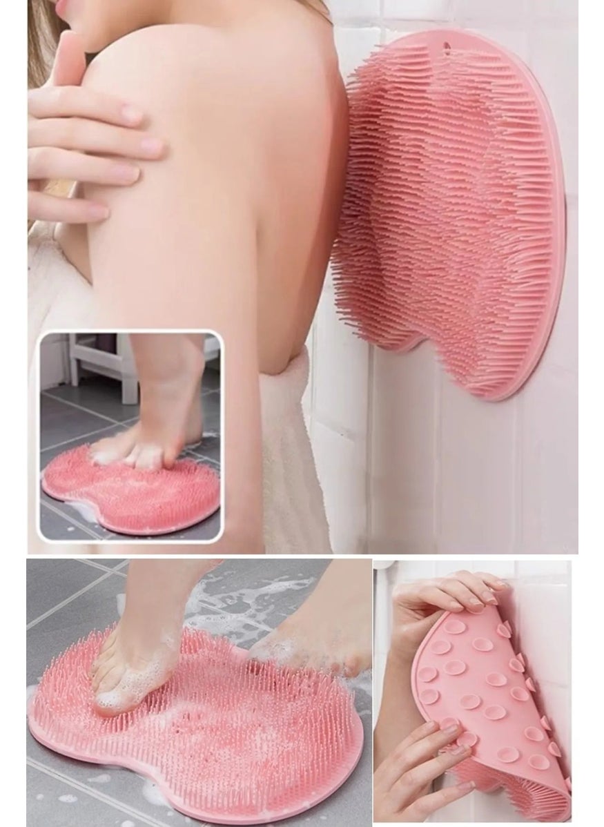 Elite AVM - Silicone Bath Brush with Suction Cup Foot Massage Pad Back Scrub Body Washing Washcloth - Image 1