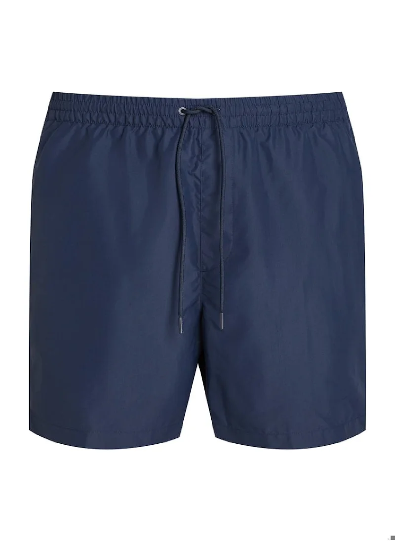 CALVIN KLEIN Men's Medium Drawstring Swim Shorts - Polyester, Blue