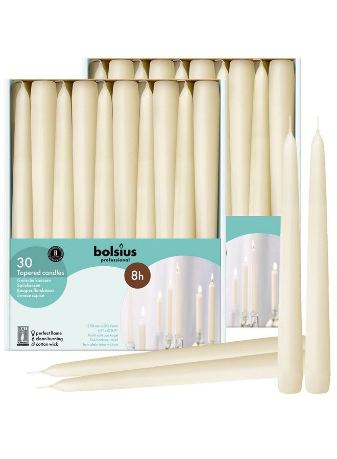 BOLSIUS 60 Count Household Ivory Taper Candles - 10 Inches - Premium European Quality - 8 Hours Burn Time - Unscented Dripless and Smokeless Home Decor, Restaurant, Wedding, and Party Candlesticks - Image 1