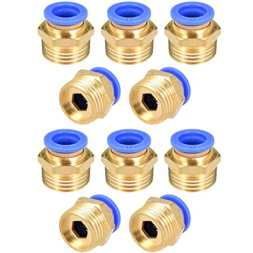 NACX PC12-04 Push to Connect Fittings, 12mm Tube OD x 1/2” G Thread, Straight Pneumatic Quick Fitting Air Line Connector 10Pcs - Image 1