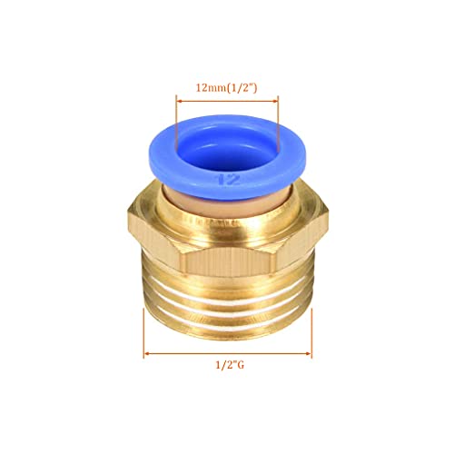NACX PC12-04 Push to Connect Fittings, 12mm Tube OD x 1/2” G Thread, Straight Pneumatic Quick Fitting Air Line Connector 10Pcs - Image 2
