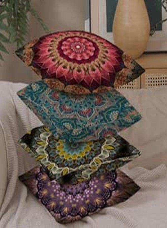 EZVING Fashion Bohemian Pattern Throw Pillow Covers Square Decorative Cushion Case for Sofa Bench Car Bed 18 x 18 Inch Set of 4 - Image 5