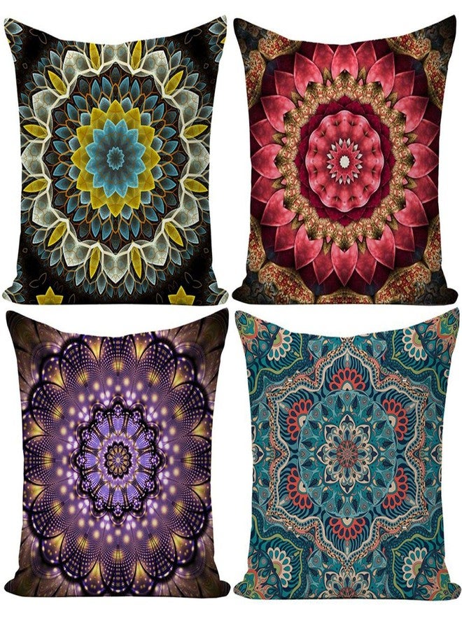 EZVING Fashion Bohemian Pattern Throw Pillow Covers Square Decorative Cushion Case for Sofa Bench Car Bed 18 x 18 Inch Set of 4 - Image 1