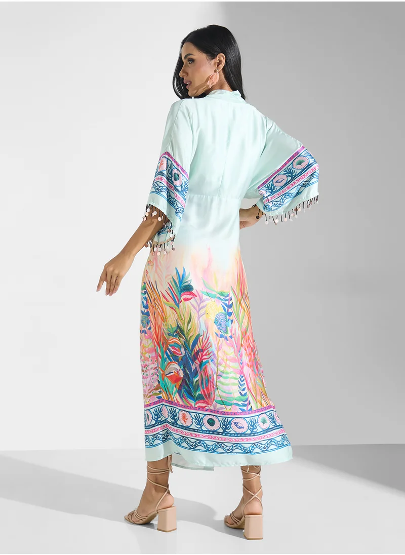 Hope & Ivy Kimono Sleeve Adjustable Tie Waist Dress