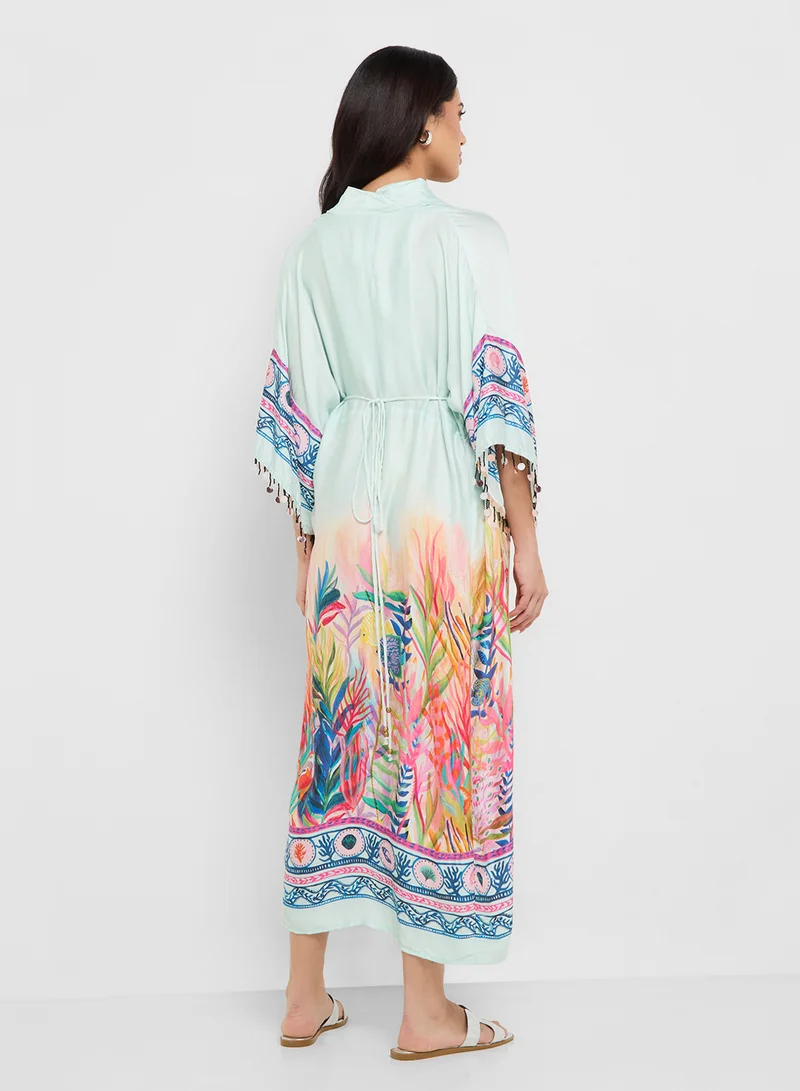 Hope & Ivy Kimono Sleeve Adjustable Tie Waist Dress