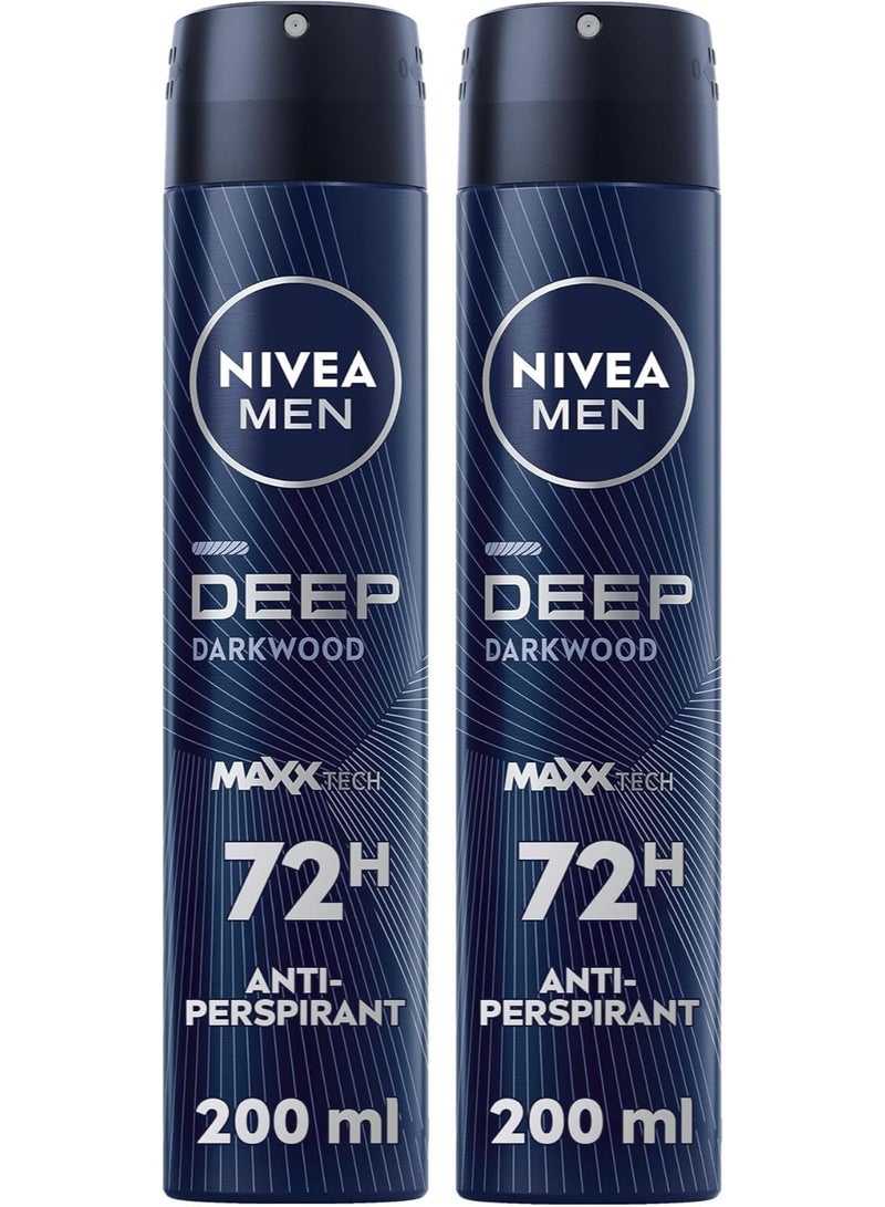 Nivea بخاخ مضاد للتعرق كربون أسود عميق مضاد للبكتيريا برائحة خشبية عبوة من 2 - Image 1