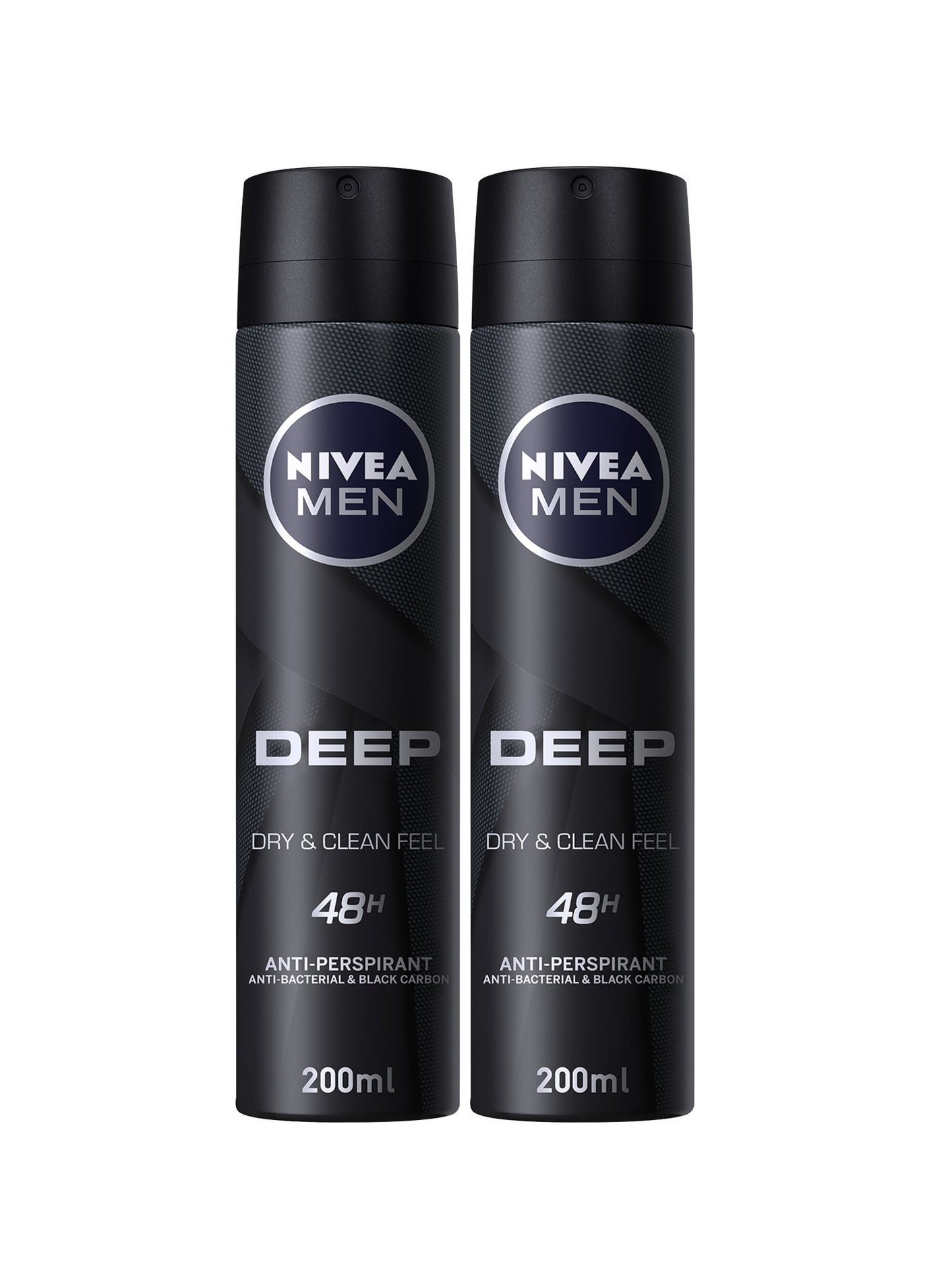 Nivea Antiperspirant Spray Deep Black Carbon Antibacterial Woody Scent Pack of 2