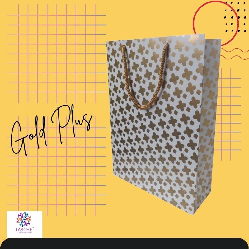 TASCHE حقائب هدايا مطبوعة بتصميم مهدى ذهبي وذهبي بلس | حقائب هدايا للهدايا العائدة، وهدايا عيد الميلاد (11 * 8 * 3 بوصات) (عبوة من 10) - Image 3