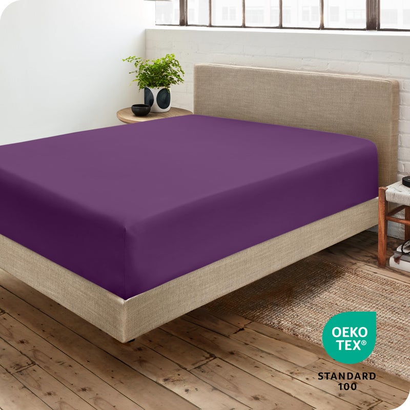 Bare Home Fitted Bottom Sheet Queen Size - Premium 1800 Microfiber - Ultra-Soft Hotel Luxury - Deep Pocket - Durable and Long Lasting - Queen Fitted Sheet (Queen  Plum)  - Image 4