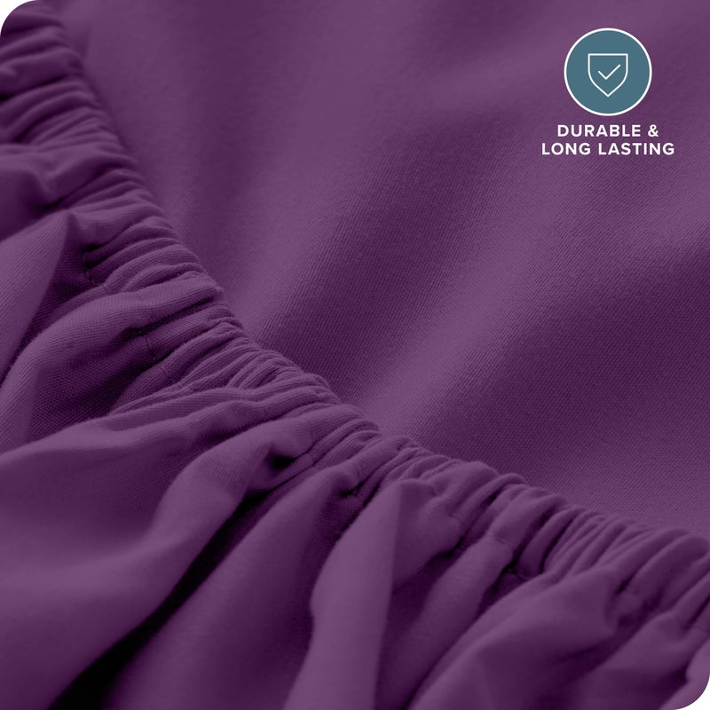 Bare Home Fitted Bottom Sheet Queen Size - Premium 1800 Microfiber - Ultra-Soft Hotel Luxury - Deep Pocket - Durable and Long Lasting - Queen Fitted Sheet (Queen  Plum)  - Image 5