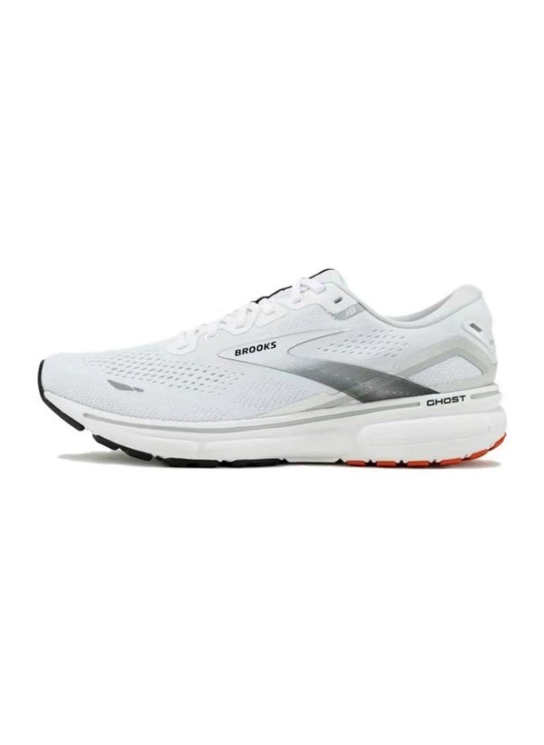 Brooks 【Back To School】Ghost 15 Cushioning Professional Men and Women  Running Shoes White/Gray  - Image 2