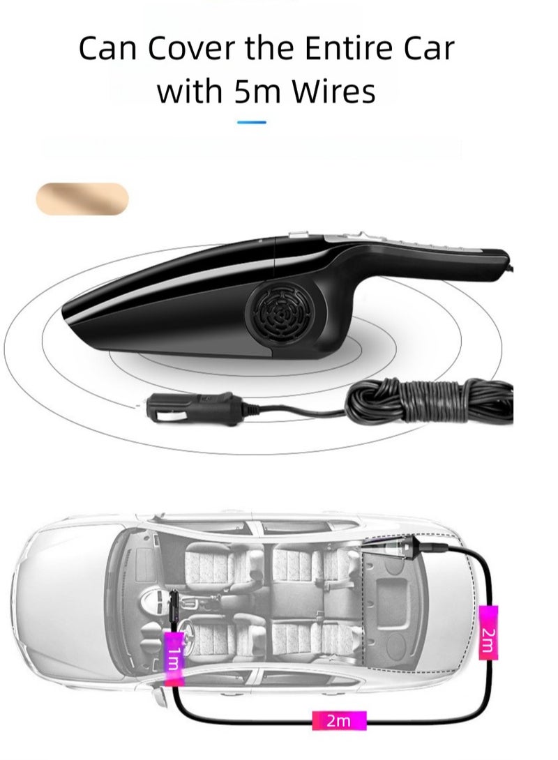 Generic 12V  Portable Handheld Vacuum Cleaner with 4 Pieces Accessories for Car，5M Wire，Powerful Suction Lightweight Hand Held - Image 5