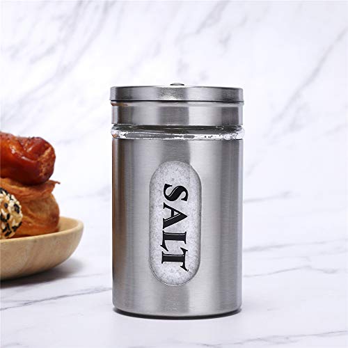 STJKBDFC Salt and Pepper Shakers Stainless Steel and Glass Set (silver) - Image 4