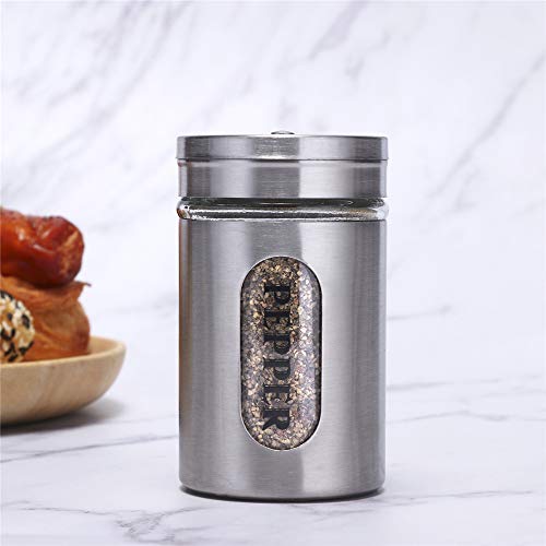 STJKBDFC Salt and Pepper Shakers Stainless Steel and Glass Set (silver) - Image 5