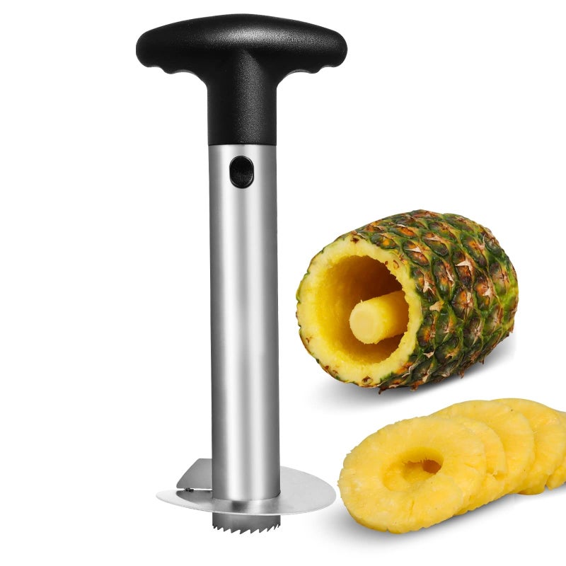 Asdirne Pineapple Cutter Pineapple Corer with Food Grade Stainless Steel Blade and ABS Grip Pineapple Peeler Black 24CM