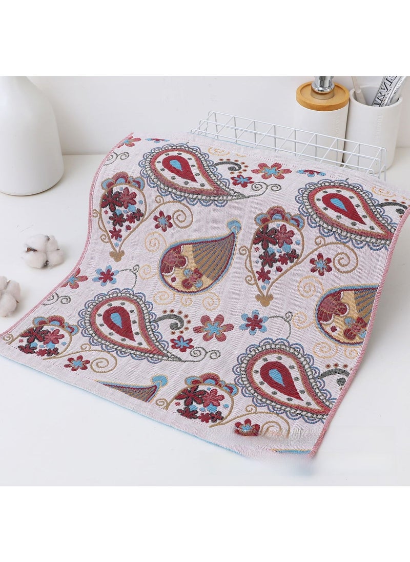 Cartoon Floral Muslin Large Scarf Soft Absorbent Cashew 