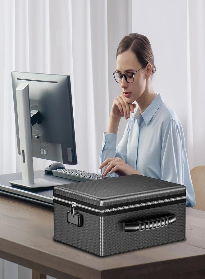 ENGPOW Fireproof Document Box with Lock, Black, Multi-layer Thickened Fireproof Material, Combination Lock, Portable Home Office Travel File Organizer for Important Documents and More - Image 5