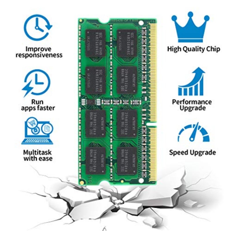 مجموعة 8 جيجابايت 2X4GB 2RX8 PC3-8500 PC3-8500S DDR3 1066 ميجا هرتز SODIMM CL7 204 Pin 1.5V غير ECC غير مخزنة وحدات ذاكرة الوصول العشوائي للكمبيوتر المحمول متوافقة مع Intel AMD وMac Computer - Image 3