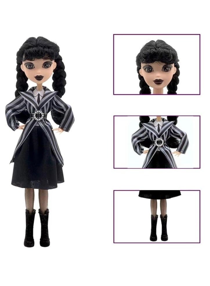 Monsters High School Wednesday Dolls u0026 Accessories, Wednesday Addams' Collection at Nevermore Academy, Uniforms with Items and Backpacks, Doll Stands  - Image 2