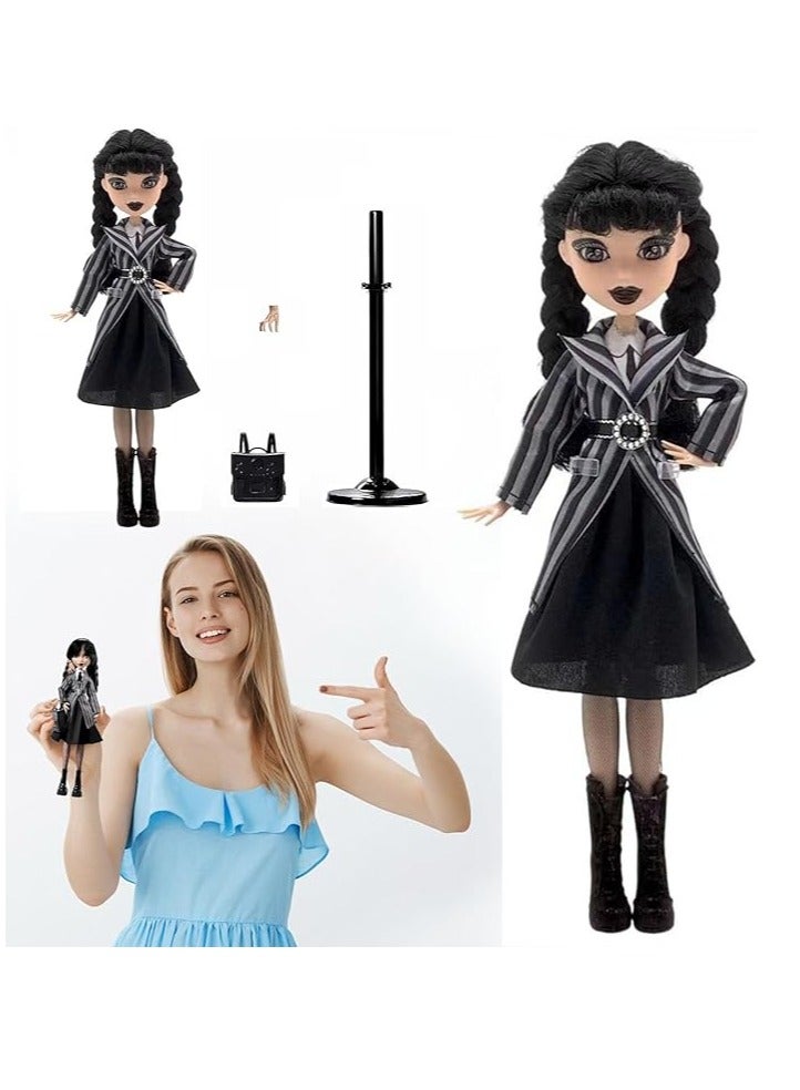 Monsters High School Wednesday Dolls u0026 Accessories, Wednesday Addams' Collection at Nevermore Academy, Uniforms with Items and Backpacks, Doll Stands  - Image 3