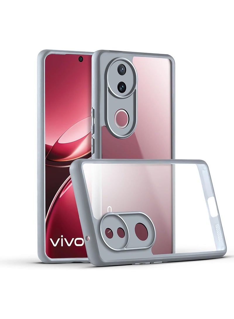 Ultra Hybrid Shockproof Back Cover Case for Vivo V50 5G / Vivo V50E Camera Protection Bump | Hard Back Cover Case (PC & TPU, Crystal (Grey) - Image 2