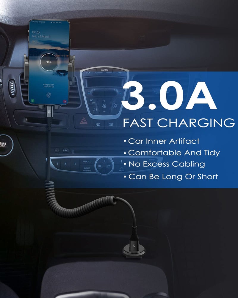 sweguard Coiled USB C Cable 2pack 3.3ft, USB A to USB C Cable for Car, Fast Charger Cord for iPhone 17 16 15 Pro Max Plus iPhone Air Samsung Galaxy S25 S24 S23 S22 S21 Note 20 10 Flip A54 A15 A14 Pixel LG Moto - Image 2