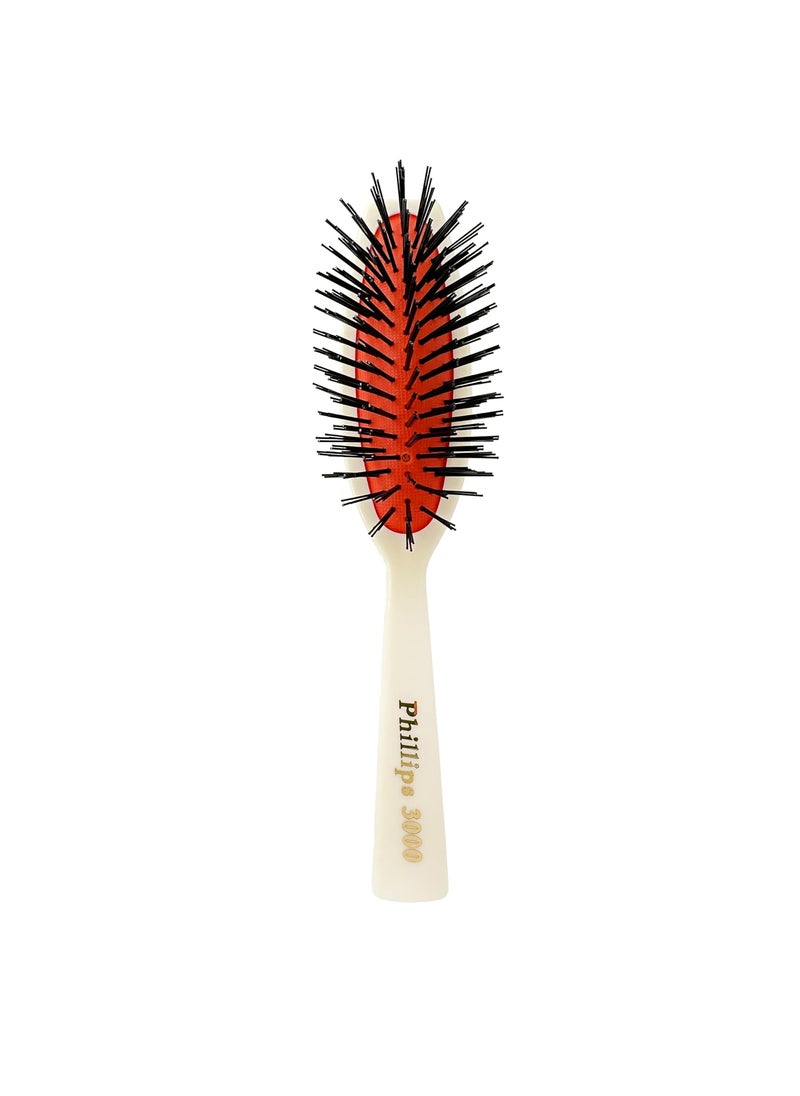 Phillips Brush - Phillips Brush 3000 Purse Size Cushion Hair Brush with Flower Design  White - Image 1