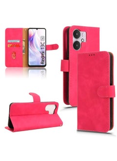 erorex For Xiaomi Redmi 13C 5G Skin Feel Magnetic Flip Leather Phone Case(Rose Red) 