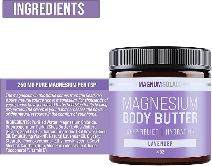 Magnum Solace Magnesium Body Butter Nighttime Magnesium Cream Lightly Scented
