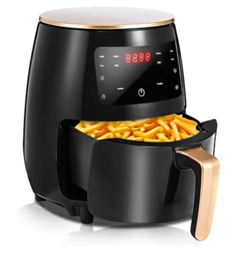 Silver Creat Electric Air Fryer, 6 Liter, 2400 Watts, LCD Touch Screen, Digital Healthy Cooking, Use 1 Spoon Oil - Black - Image 2