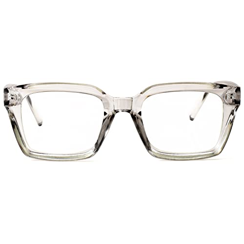 Kursan Classic Non Prescription Clear Lens Glasses for Women Men Thick Square Frame Eyeglasses Transparent Grey - Image 3