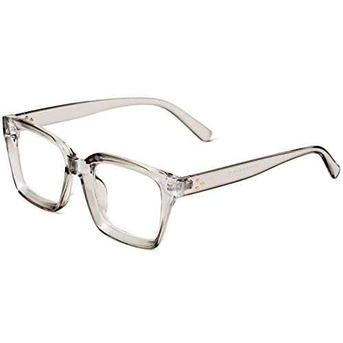 Kursan Classic Non Prescription Clear Lens Glasses for Women Men Thick Square Frame Eyeglasses Transparent Grey - Image 1
