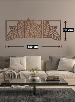 Home Gallery Leaves Shape 4 Panels Wood Wall Art 60X180  - Image 2
